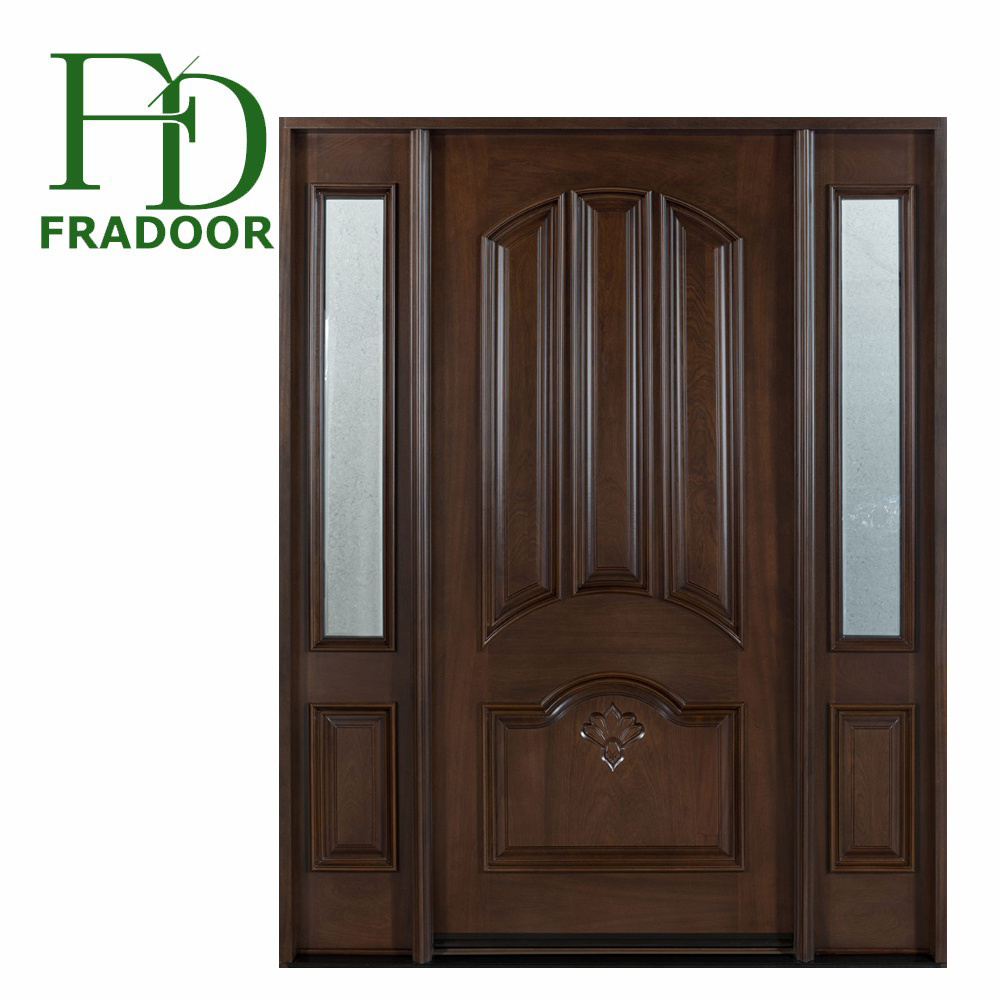 Latest Design Exterior Glass Insert Swing Solid Wood Door