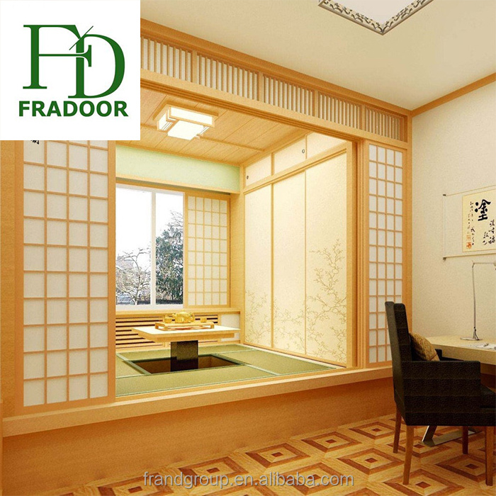 Japanese style shoji paper acrylic pine wood sliding door for living room house office