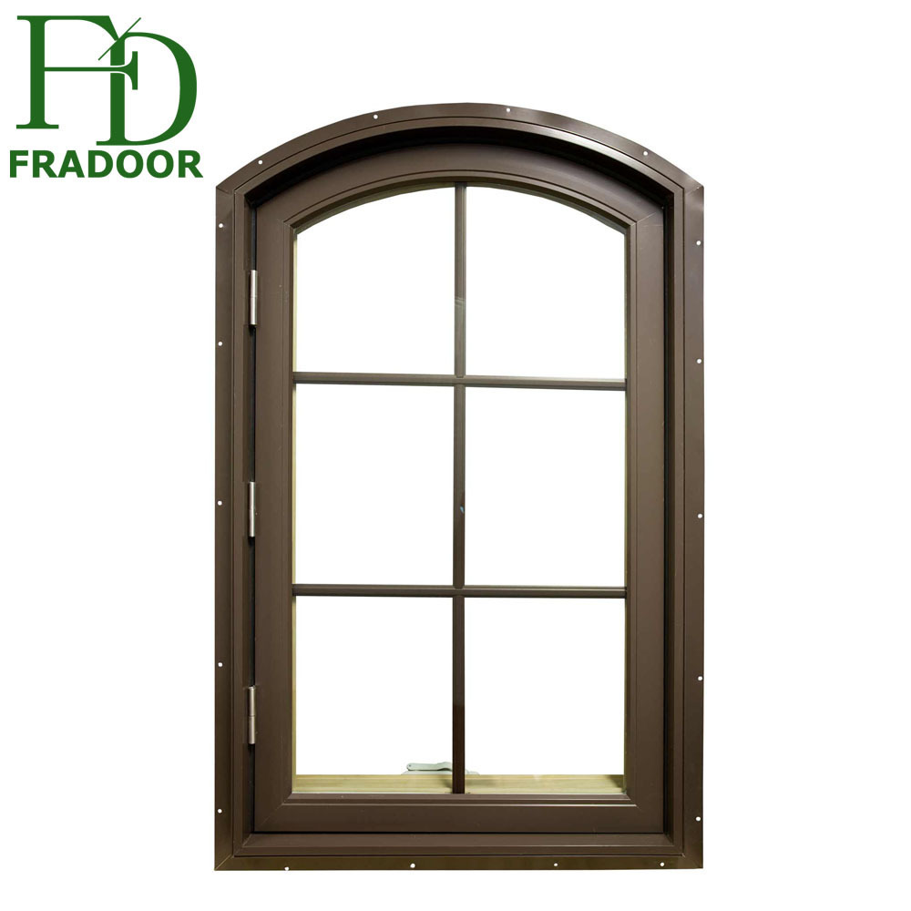 European Style Thermal Break Aluminum Arched Top Round Design Swing Windows