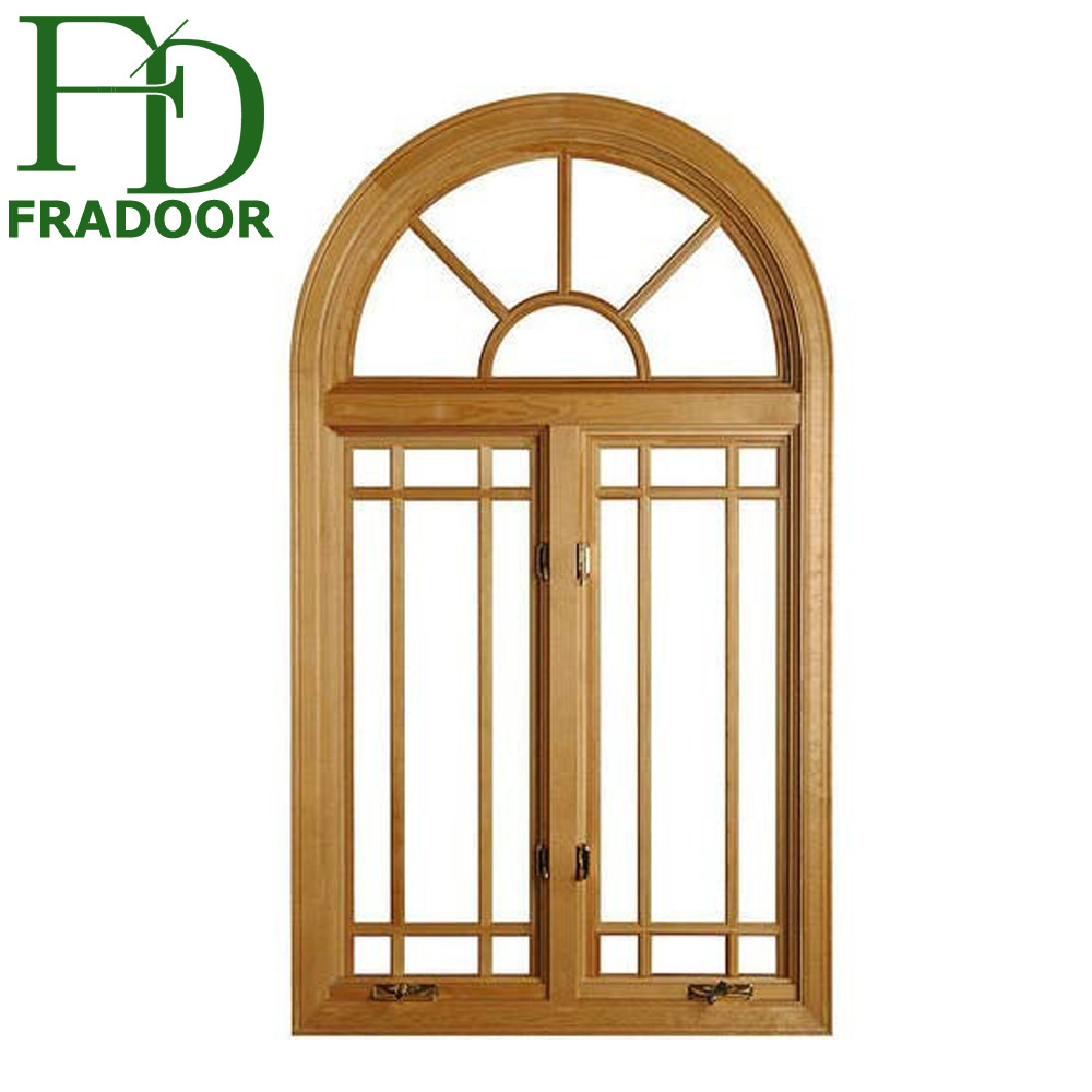 European Style Thermal Break Aluminum Arched Top Round Design Swing Windows