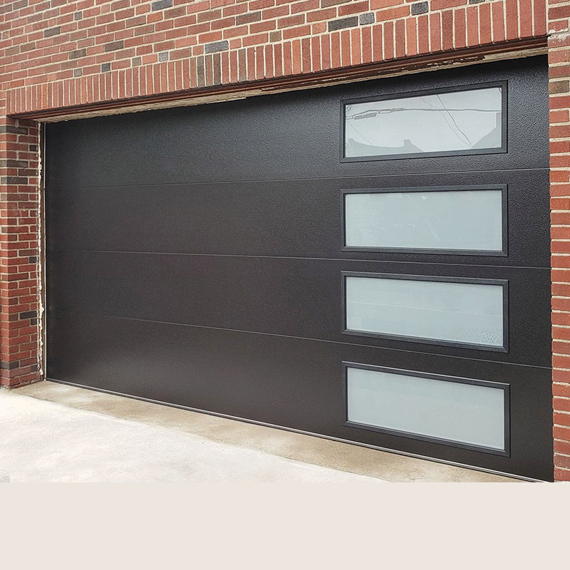 16 x 8 sectional garage door black aluminium with frost glass garage door