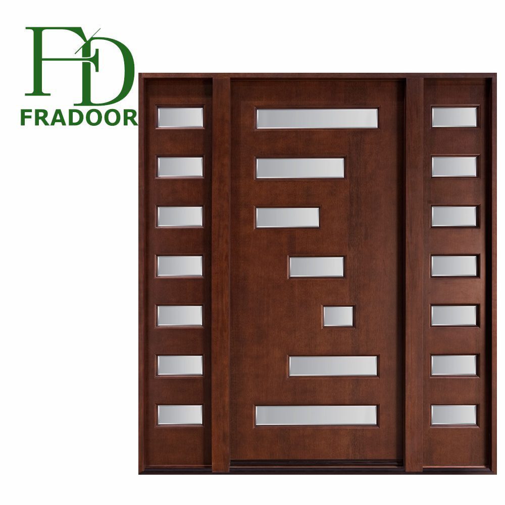 Latest Design Exterior Glass Insert Swing Solid Wood Door