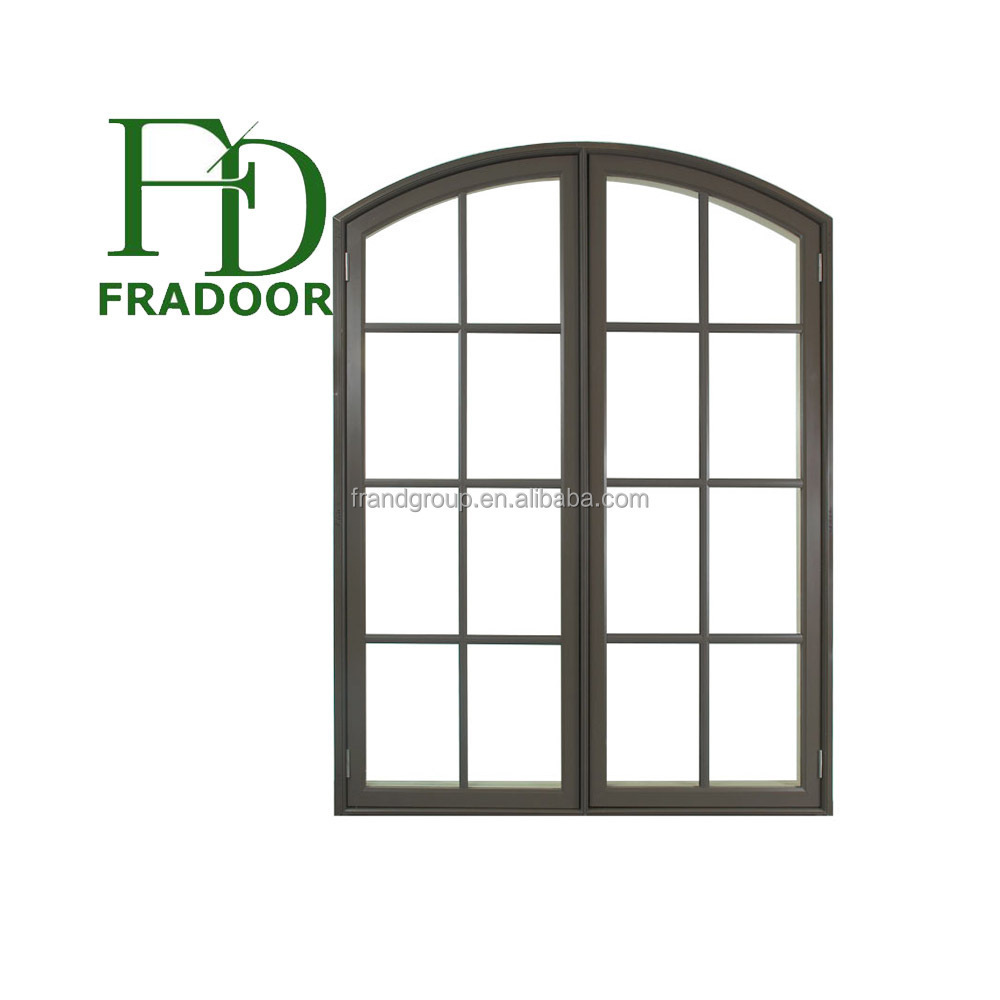 Modern House French French Style Glass Grills Aluminium Frame Arch Round Window