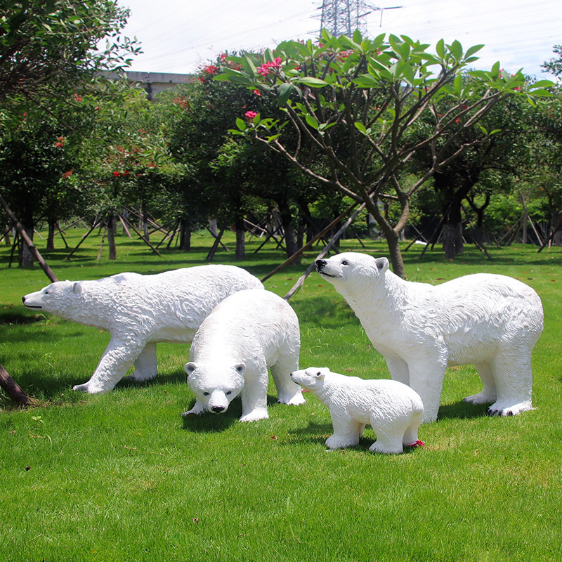 Pop Art Outdoor Garden Resin Safari Animals Sculptures Life Size Fiberglass Penguins Deer Polar Bear Statues For Christmas