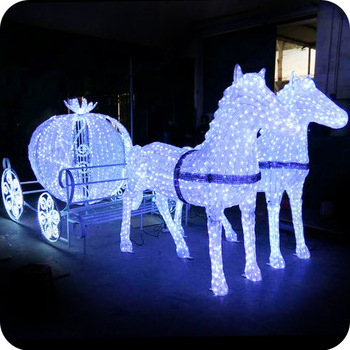 2021 Hot Sale Outdoor White Lighted Cinderella Pumpkin Horse Carriage For Christmas Wedding Decoration