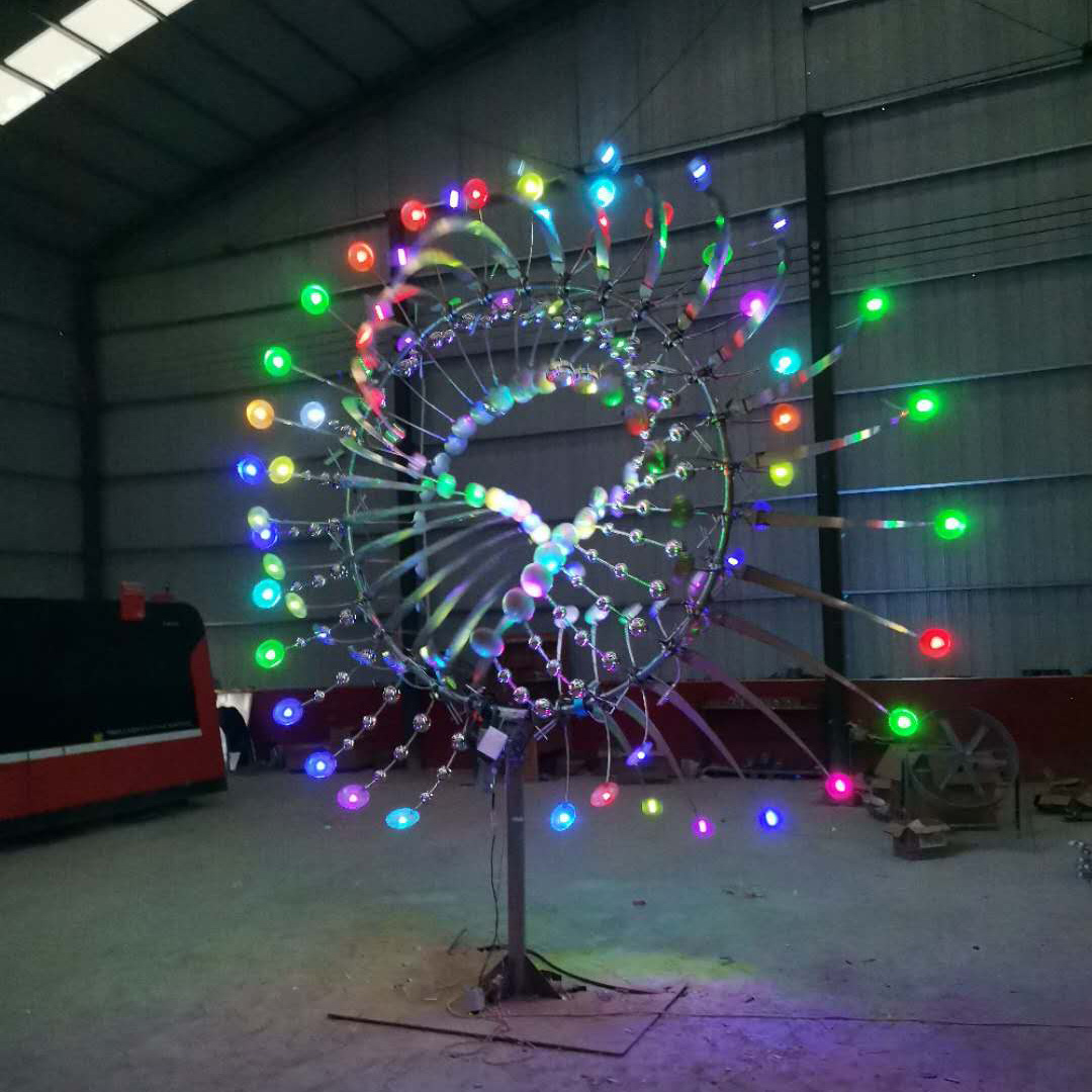 Hot sale yard art moving wind sculpture kinetic light sculpture kinetic wind Perpetual Motion sculpture for Water Park Decor