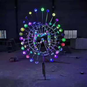 Cheap price Customized stainless steel swinging sticks kinetic energy sculpture outdoor wind art sculpture with lights