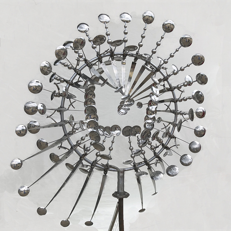 Large lighting metal crafts stainless steel art wind kinetic sculpture for garden decoration