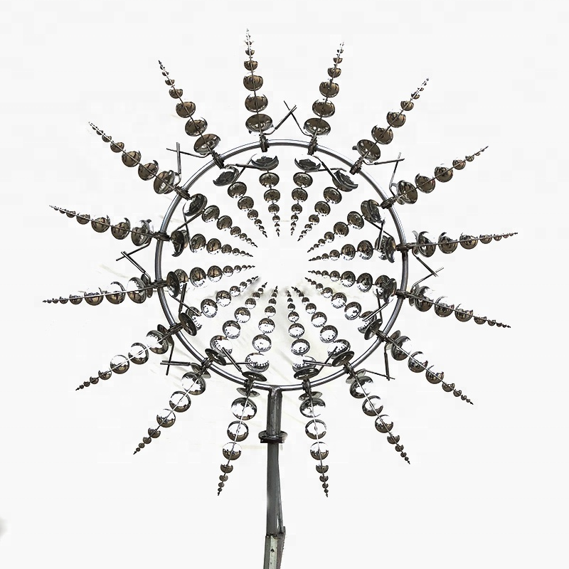 Large lighting metal crafts stainless steel art wind kinetic sculpture for garden decoration