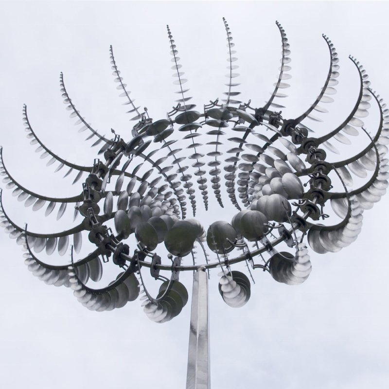 Large lighting metal crafts stainless steel art wind kinetic sculpture for garden decoration