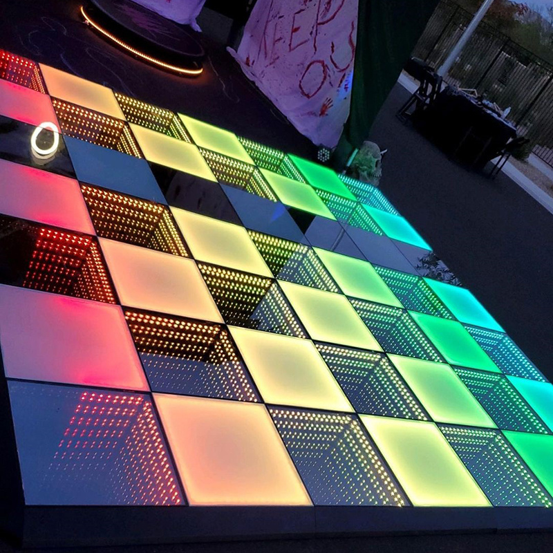 portable magnet 3d infinity mirror led dance floor/led floor tiles sensor/light up floor mat