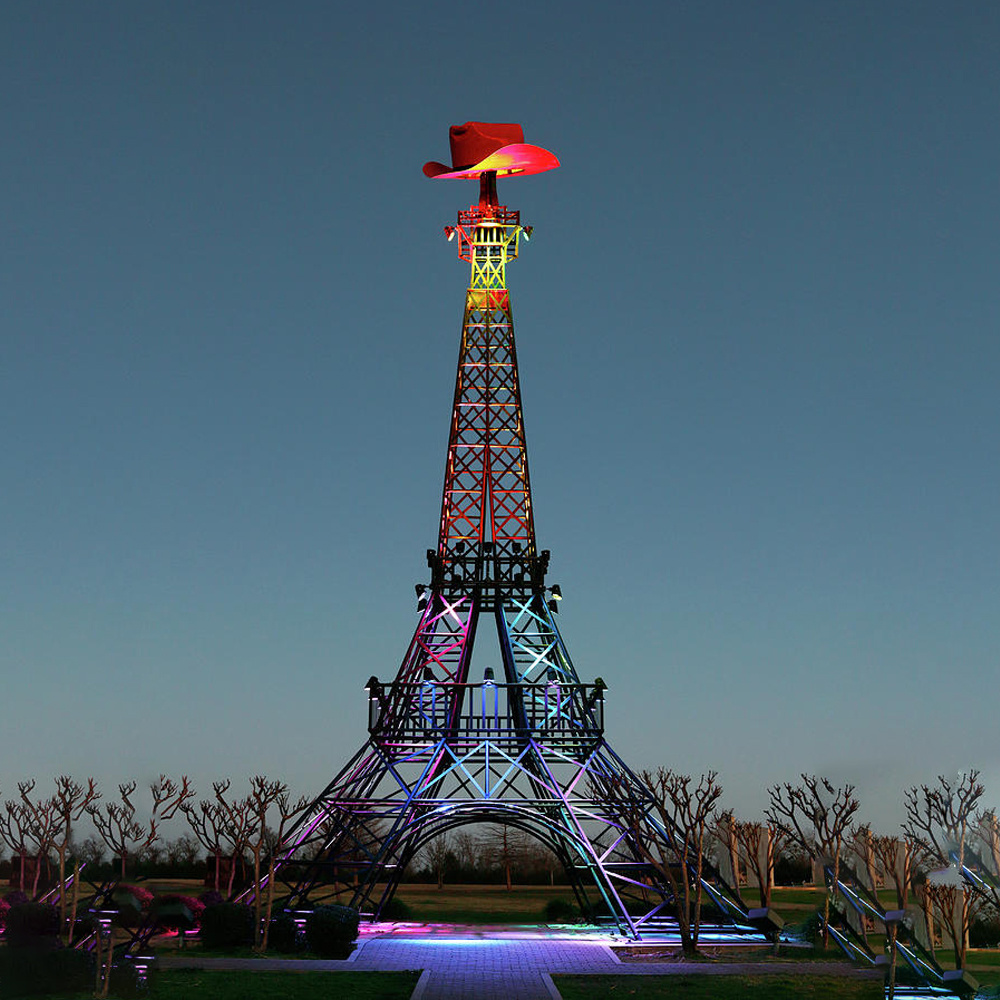 Eiffel Tower Large Size 6ft 10ft 12ft 15ft 20ft Metal Frame Steel Glowing Eiffel Tower Sculpture For Shopping Center Decoration