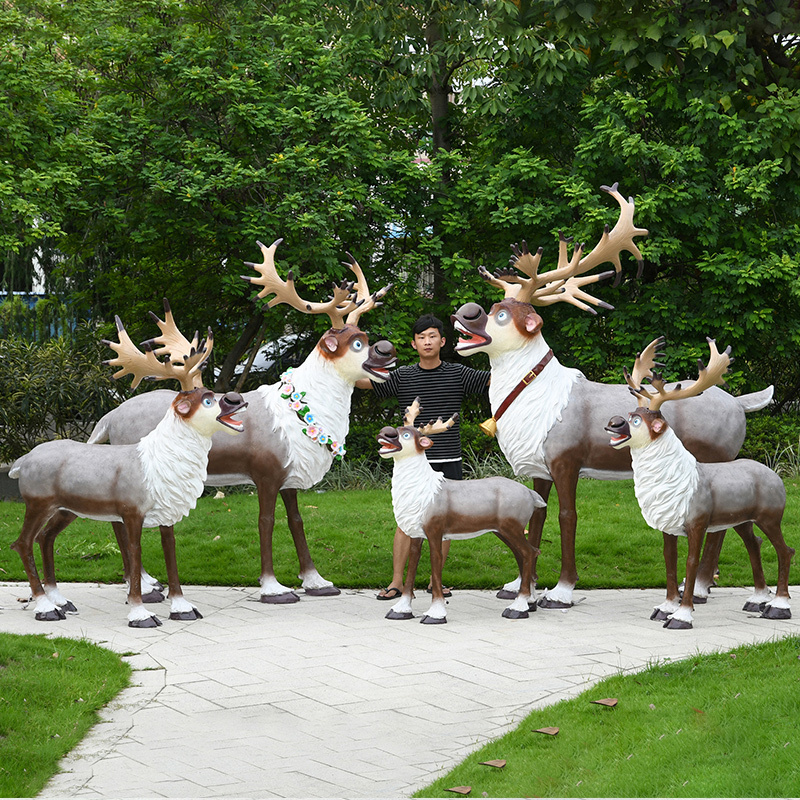 Lifesize Lighting Fiberglass Deer Figurine Large Outdoor Animsl Reindeer Sculptures