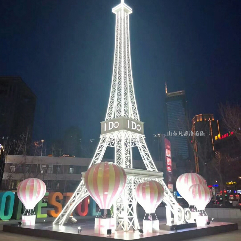 Eiffel Tower Large Size 6ft 10ft 12ft 15ft 20ft Metal Frame Steel Glowing Eiffel Tower Sculpture For Shopping Center Decoration