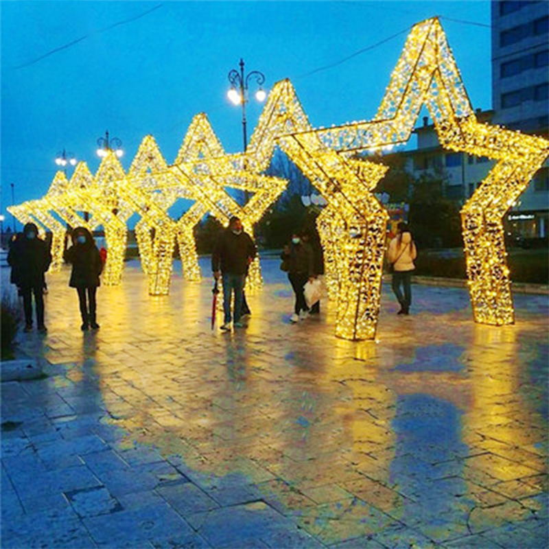 New Design Waterproof 3D Moon and Star Led Motif Lights Illuminating Outdoor Christmas Decoration