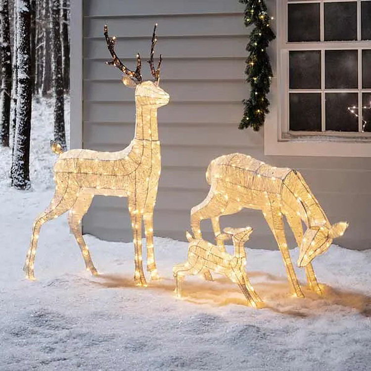 New 3D  LED Outdoor Christmas Standing Reindeer Deer Motif Light For Yard Decoration