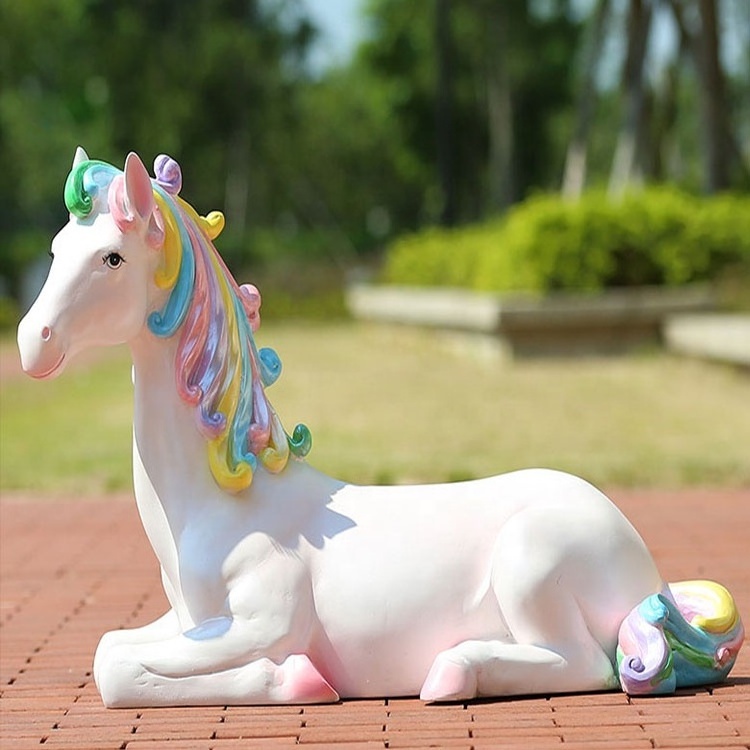 Life Size Animal Sculpture Fairground Rides Resin Carousel Unicorn Statue For Event Decoration