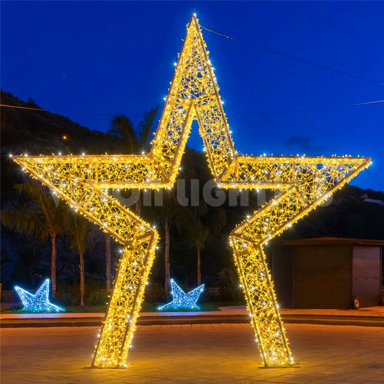 Park decoration Warm white Christmas star with LED lights giant christmas star large christmas star decorations