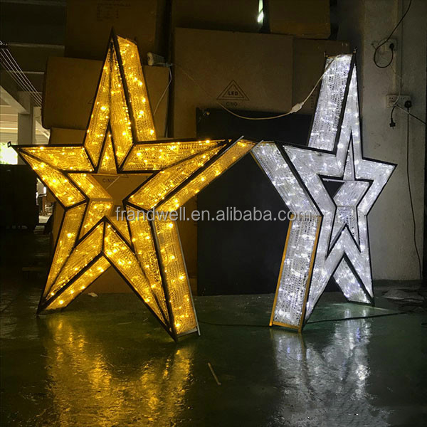 Park decoration Warm white Christmas star with LED lights giant christmas star large christmas star decorations