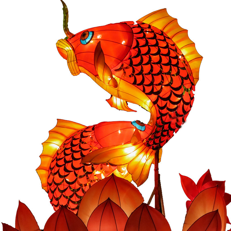 Chinese Tradition Festival Decoration Red Lantern Hand Painted animal fish Lanterns