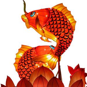 Chinese Tradition Festival Decoration Red Lantern Hand Painted animal fish Lanterns