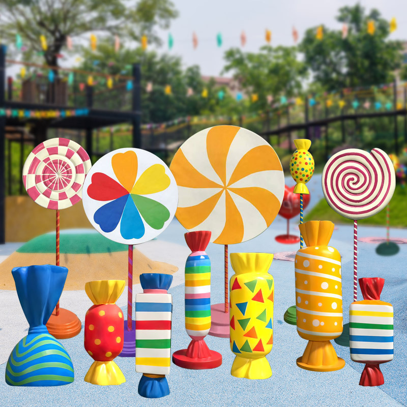 Candy Store ornaments fiberglass resin candy lollipop donuts sculptures for selfie museum display props