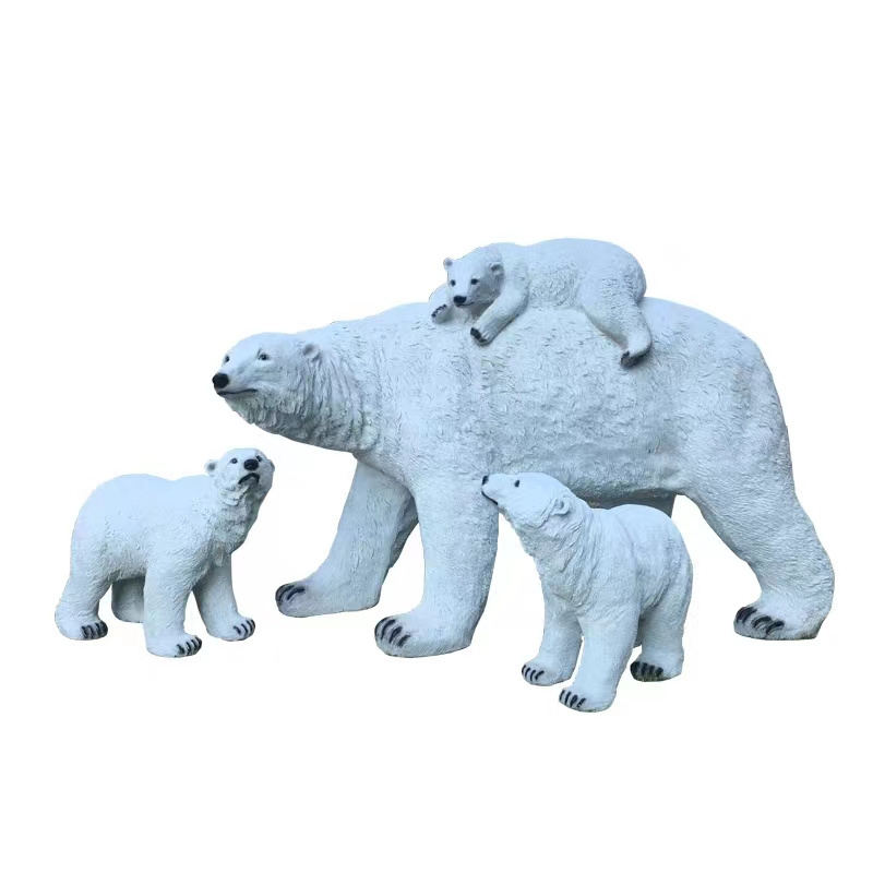 Chinese factory customize life size animal statues molds artificial life size fiberglass resin crafts penguin polar bear Statue