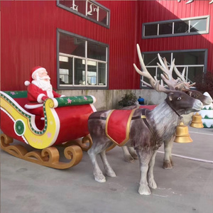 Christmas shop life size fiberglass statue christmas santa sleigh decoration  for sale