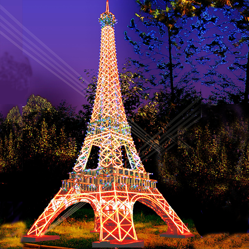 Eiffel Tower Large Size 6ft 10ft 12ft 15ft 20ft Metal Frame Steel Glowing Eiffel Tower Sculpture For Shopping Center Decoration