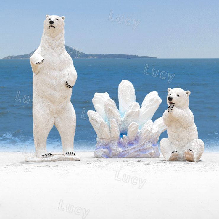 2024 new christmas events rental props decor cartoon large/life size fiberglass polar bear penguin statue