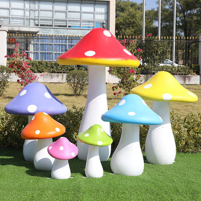 outdoor garden decoration large resin fiberglass mushrooms props sculpture for sale