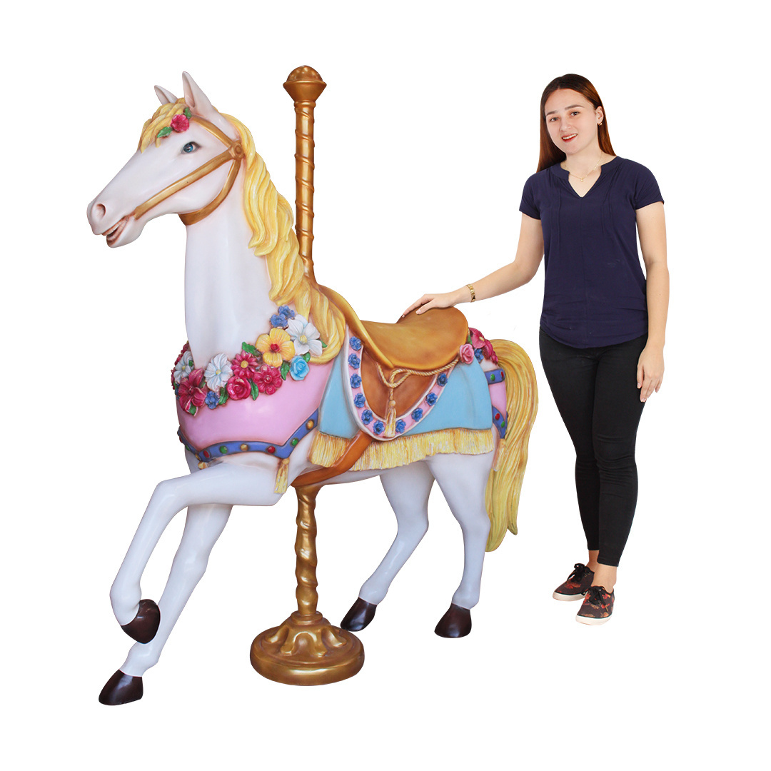 High quality large carousel horse statue fiberglass horse for carousel amusement park rides equipment