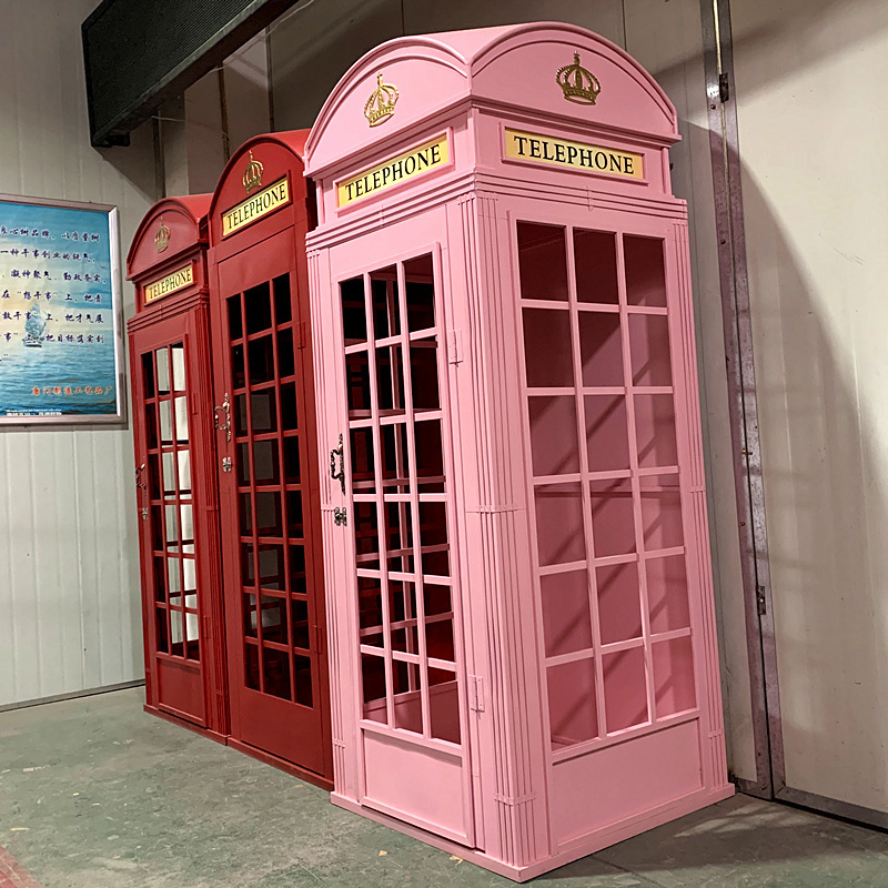 collapsible vintage pink photo booth / wedding party events antique telephone booth props / 2.4m metal durable photo booth