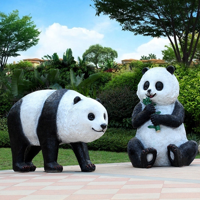 Customized Decor Large Fiberglass Animal Sculpture 3D animal shaped panda lantern led christmas lights outdoor decor