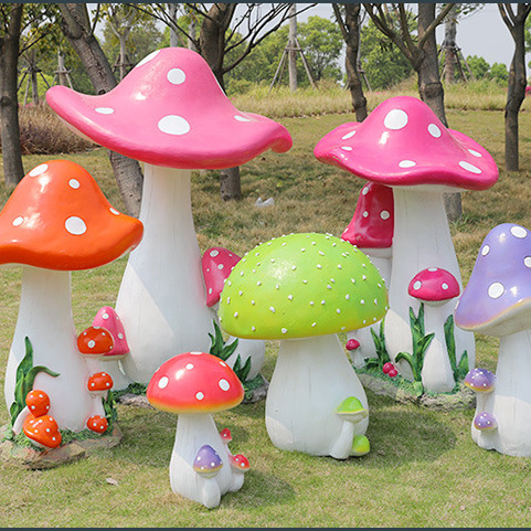 outdoor garden decoration large resin fiberglass mushrooms props sculpture for sale