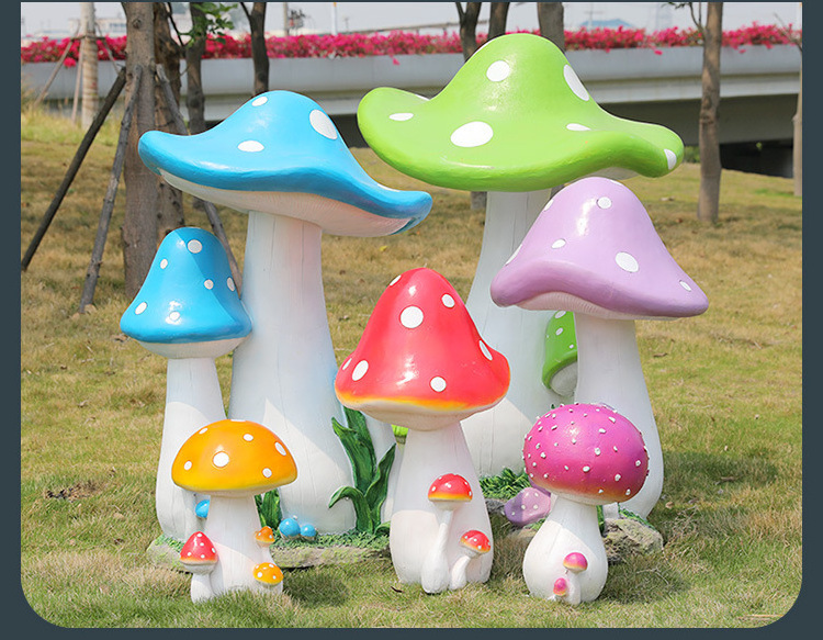 outdoor garden decoration large resin fiberglass mushrooms props sculpture for sale