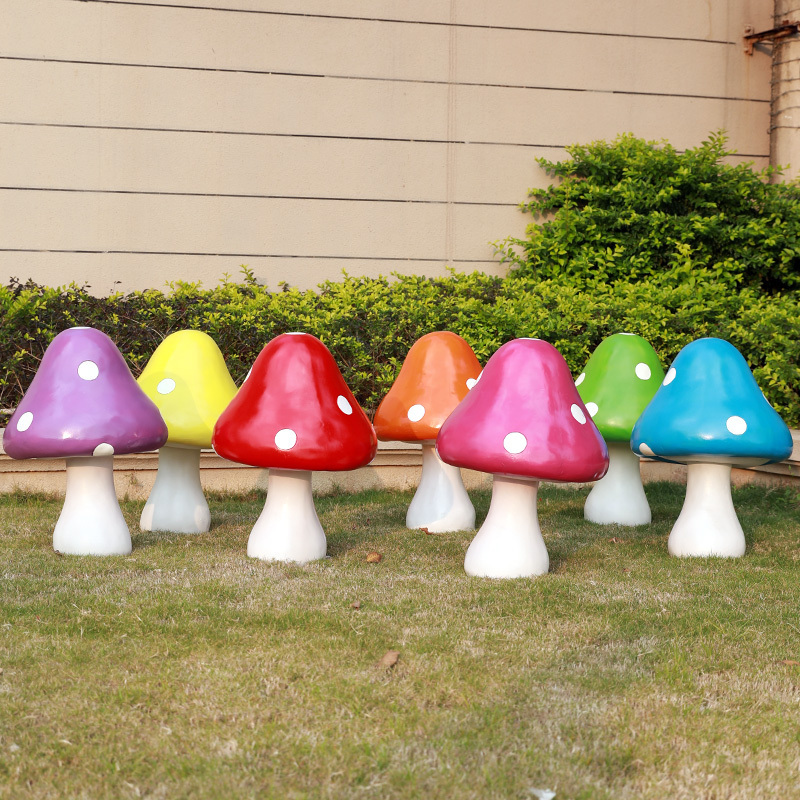 outdoor garden decoration large resin fiberglass mushrooms props sculpture for sale