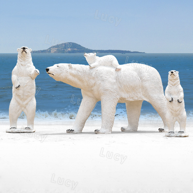 2024 new christmas events rental props decor cartoon large/life size fiberglass polar bear penguin statue