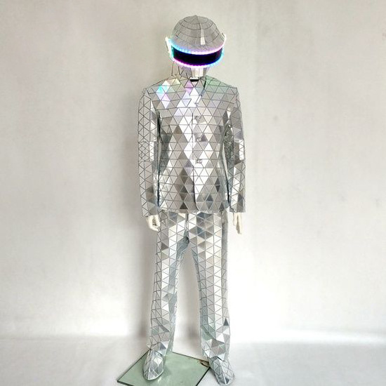 Sexy Lady Costume Clothing Led Glass Mirror Costume Dancing Mirror Suit With Disco Ball Helmet