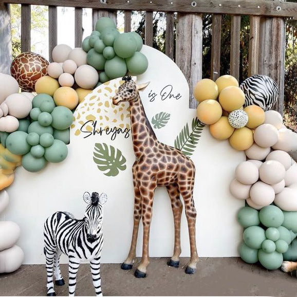 Wedding decoration large resin fiberglass jungle safari animal giraffe zebra elephant monkeys statue molds for sale