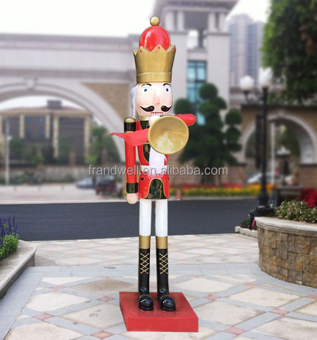 Promotion Giant 3ft 5ft 6ft Resin Large Christmas Nutcracker Soldier Fiberglass Christmas Sculpture