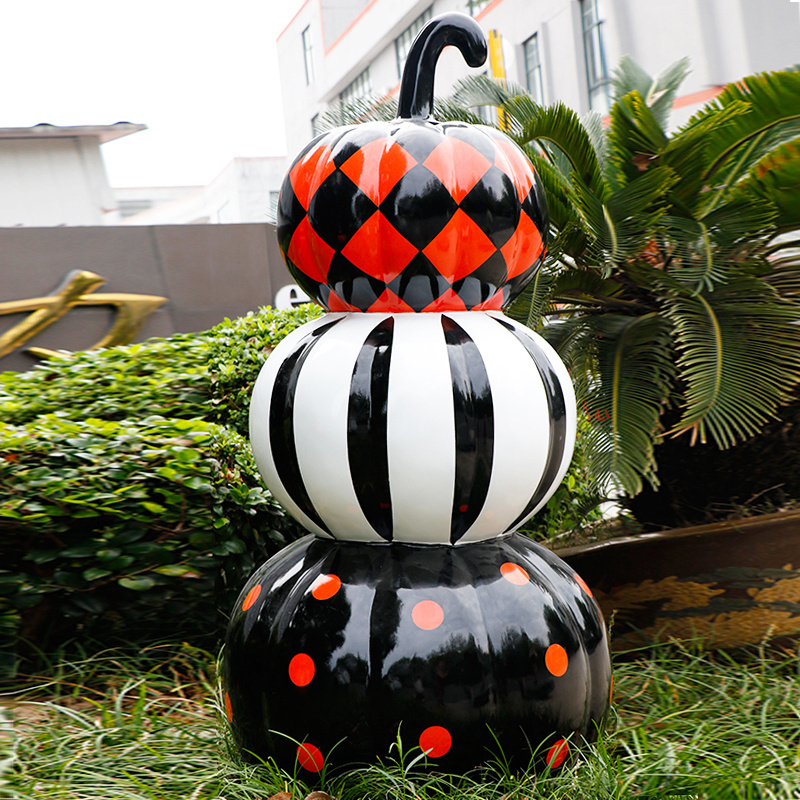 Ecofriendly Big Fiberglass pumpkin with light outdoor statues large size outdoor sculpture