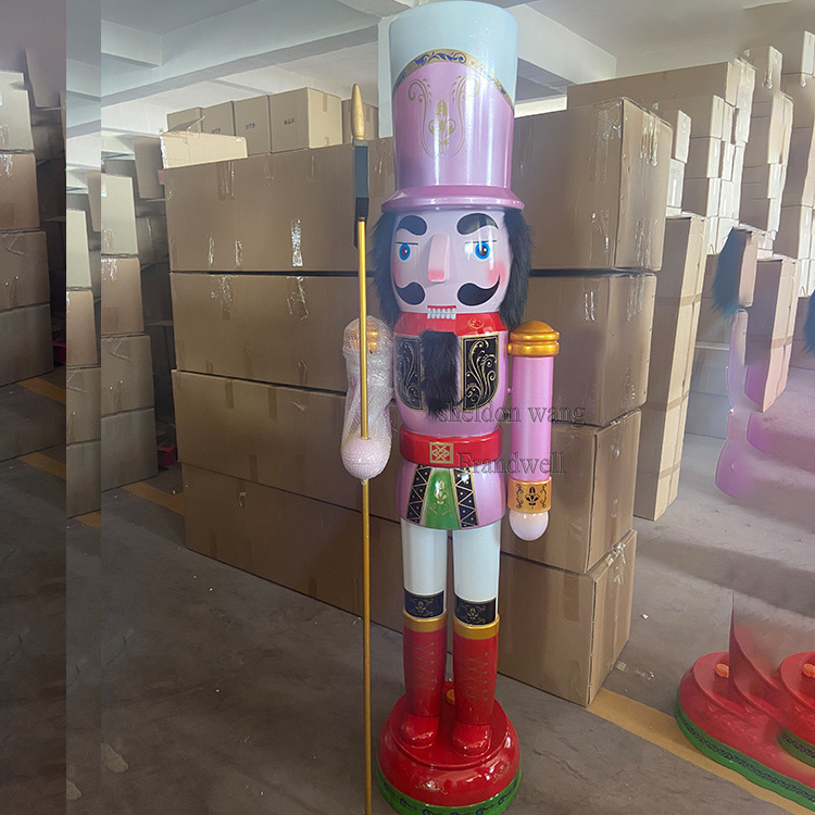 nutcracker christmas 8ft statue/ 8 ft nutcrackers fiberglass outdoor/ pink light outdoor nutcracker