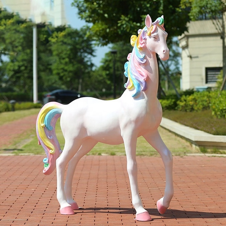 Life Size Animal Sculpture Fairground Rides Resin Carousel Unicorn Statue For Event Decoration