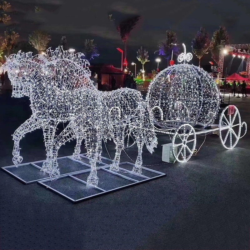 Affordable motif reindeer carriage sleigh christmas motif light outdoor Pumpkin carriage light