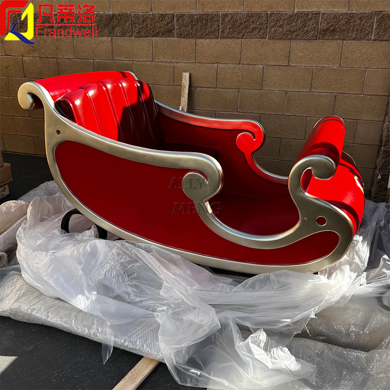 Personalized outdoor resin christmas ornaments life size fiberglass santa sleigh for sale