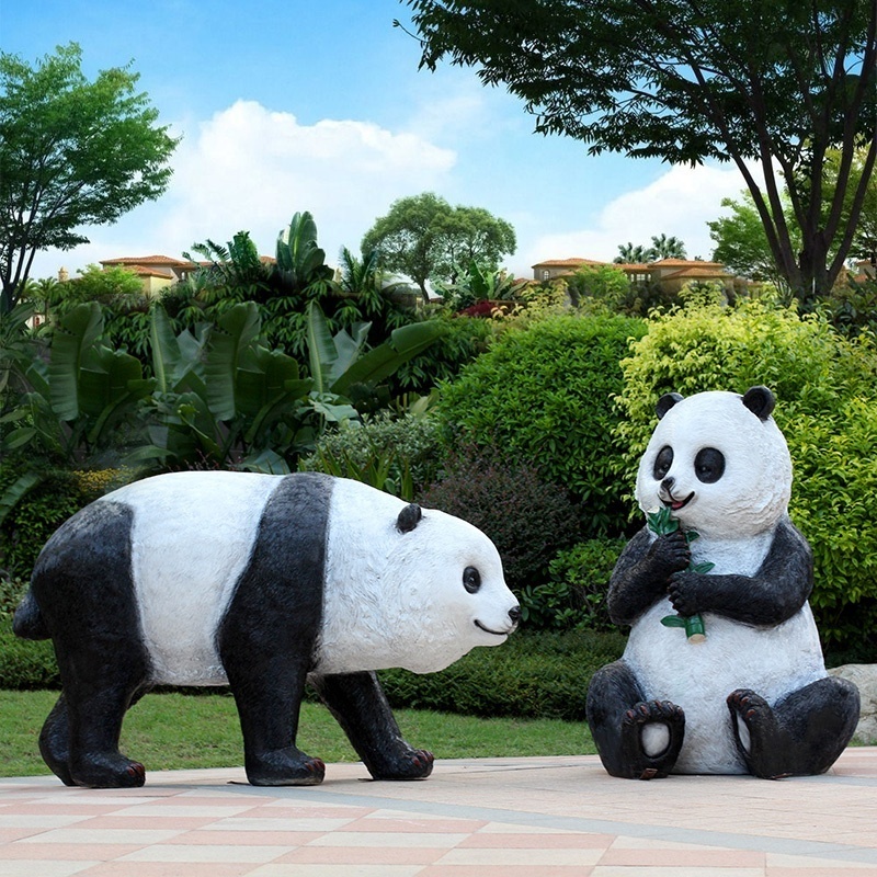 Customized Decor Large Fiberglass Animal Sculpture 3D animal shaped panda lantern led christmas lights outdoor decor