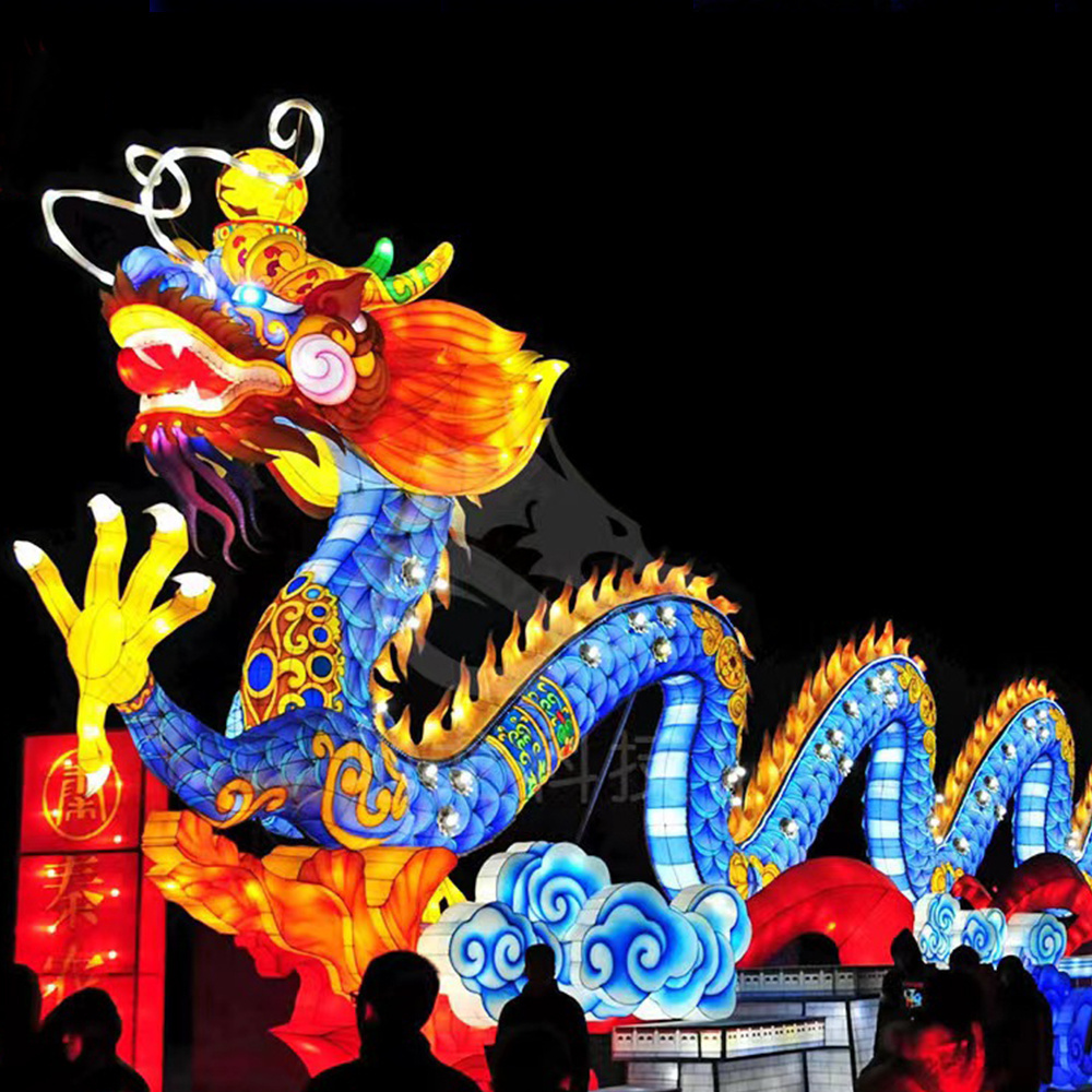 Customized Zigong festival lantern silk dragon lantern LED lighted simulation animal lantern