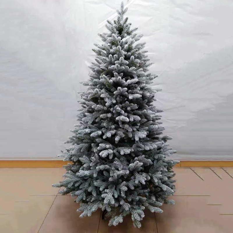 High quality artificial falling snow 100% pvc mixed pe christmas tree with green leaves