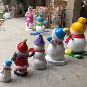 christmas fiberglass sculpture life size large santa sleigh sculpture resin Snowman statue for outdoor christmas decorations